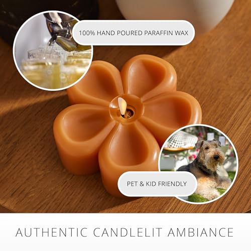 Image of Luminara - Flameless Flickering Moving Flame Nature-Inspired Battery Operated LED Decor - Spring Summer Collection - Sunlit Honey Flower Tealight Candle - 4.7 inch x 2.1 inch