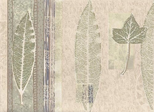 Green Cream Mold Tree Leaves Wallpaper Border