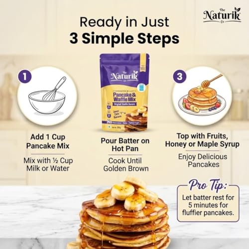 Image of The Naturik Co. Millet Vanilla Pancake & Waffle Mix 150g | No Maida | No Sugar | Made with Jaggery | Millets Powered | Ready in 2 Minutes | No Preservatives | High Protein & Fiber | As Seen On Shark Tank |