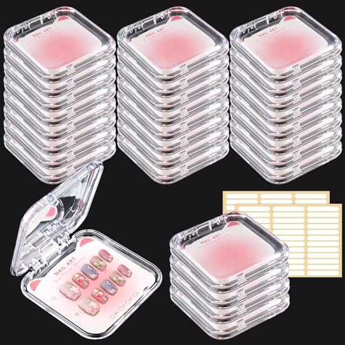 Nexlynk Lot de 30 boîtes de présentation pour ongles artificiels avec ruban adhésif et carte, 7,5 x 7,5 cm, en acrylique, pour usage commercial