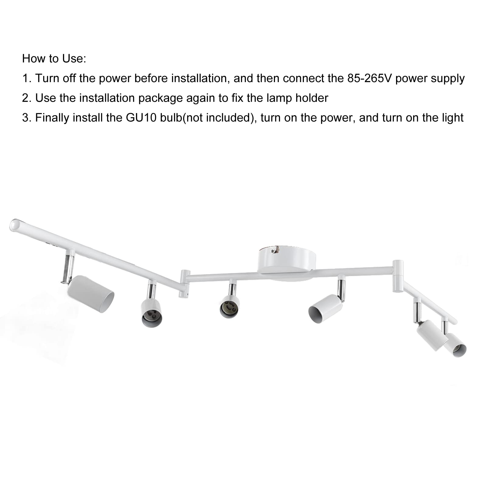 Sxhlseller Kit Illuminazione a Binario a 6 Vie, Faretto da Soffitto Girevole con Prese Base GU10 in Metallo Bianco per Camera da Letto, Soggiorno, Showroom, Sala Espositiva e Ufficio (WHITE)