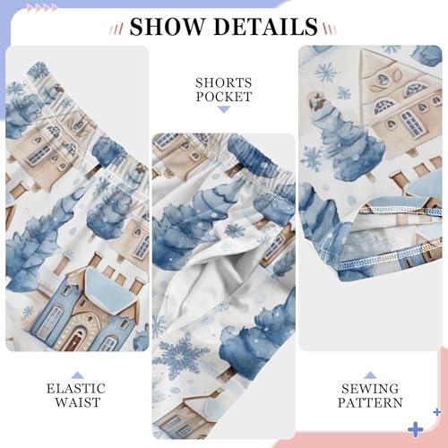 Christmas Xmas Snowman Long Pajama Pants Elastic Waist PJ Bottoms with Pockets S A110497 5