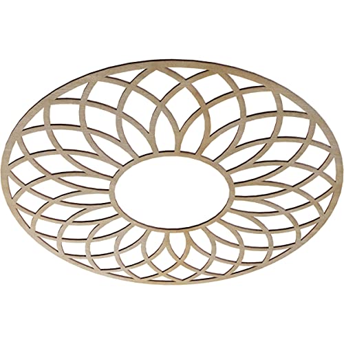 Image of Ekena Millwork 38 inchOD x 13 inchID x 1 /4 inchT Cannes Wood Fretwork Pierced Ceiling Medallion, Hickory