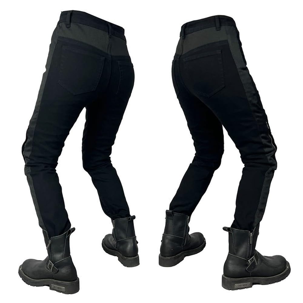BLUEZY Pantaloni Moto Donna, Traspirante Jeans da Motociclista Elasticizzati Slim Fit da Donna, Pantaloni Biker Ventilato Elastico Vestibilità Slim con 4 Imbottitura di Protezione