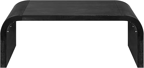 Miniatura 6 de Mesa de centro de madera para sala de estar, mesa de centro de artesanía vintage de granja, mesa de centro curvada de diseño Art Deco, mesas de té