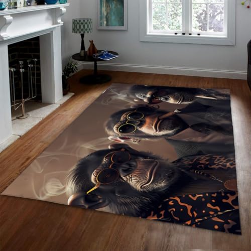 Tapis de style urbain 120x180cm motif singe avec lunettes de soleil - 3