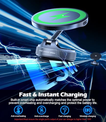 Image of CloudValley Vacuum Magnetic Phone Holder, 98LBS Suction, 360 Adjustable (with Suction Charge Stand)