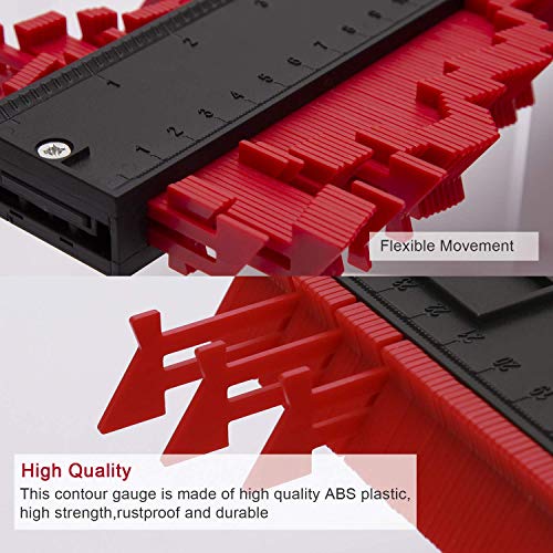 Plastic Contour Gauge 10 Inch - Profile Gauge Measure, for Precise Measurement Tiling Laminate Wood Marking Tool For Perfect Fit and Easy Cutting, Perfect Gift for Dad Men Husband (Red) - Thumbnail 4