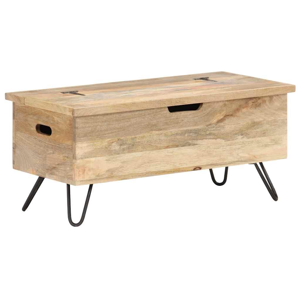 Baúl de almacenamiento 90 x 40 x 45 cm, mango de madera maciza con patas de acero, caja versátil, banco, espacio de almacenamiento para salón, dormitorio, pasillo, habitación de los niños