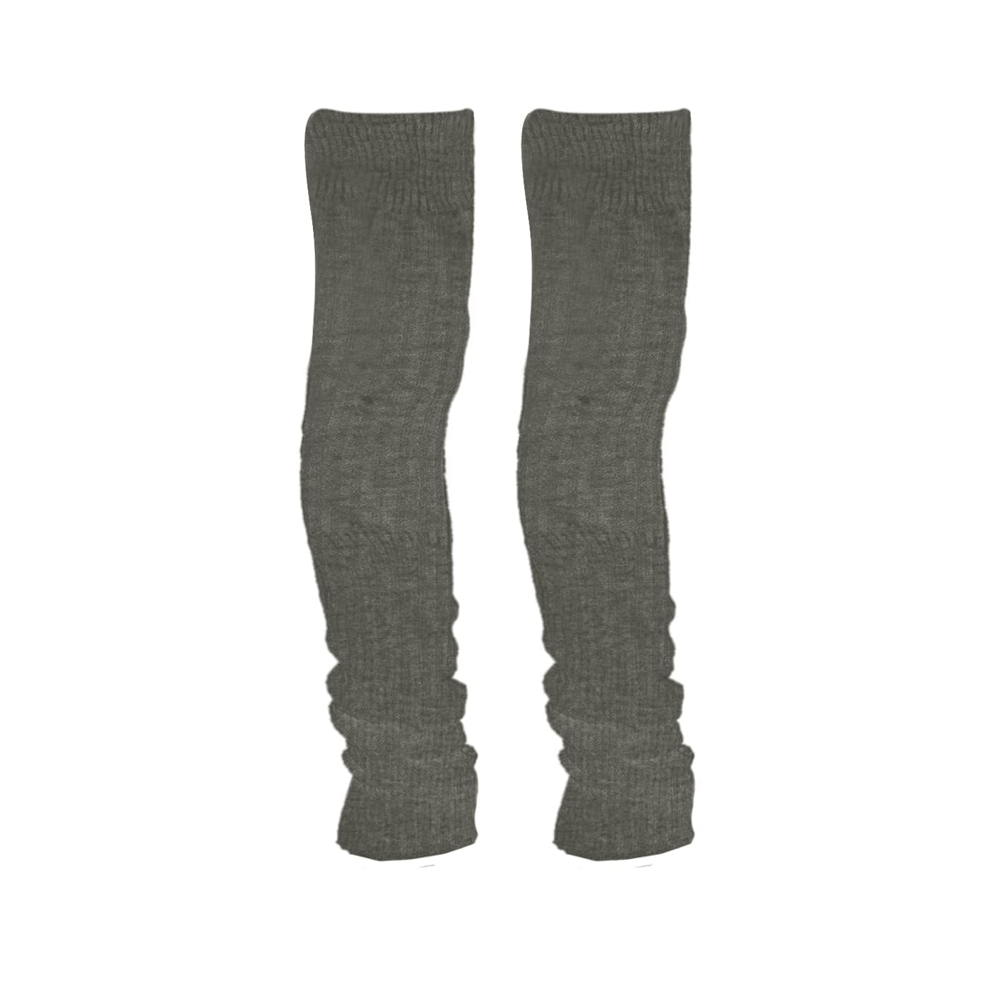 Adult Woollen Leg Warmers Women Winter Warm Fur Leg Warmers Over Knee High Footless Socks for Unisex (Long, Medium Grey)-image-47