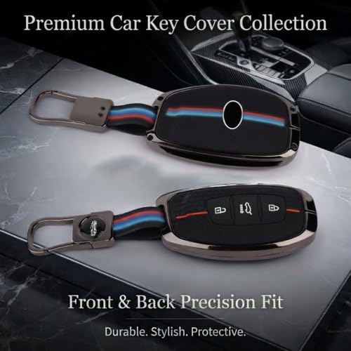 Image of Coll of Fest Luxury Metal Silicon Key Cover Compatible with Hyundai Creta i10 Grand i20 Elite i20 Active Xcent Verna 4s, Tucson Elantra Grand i10 Nios 3 Button Smart Key Glow in the Dark