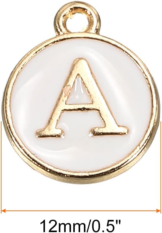 MECCANIXITY Alphabet a Letter Charm Double Sided Enamel Initial Alphabet Pendant White, for Necklace Bracelet Earring Jewelry Making, Pack of 50 - Image 2