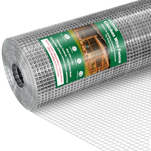 Ezkamfort Wühlmausgitter-90cm Höhe x 10m Länge Rolle, Verzinkt Drahtgitter, Maschenweite 6.3x6.3mm, Metallgitter Als Volierendraht, Kaninchendraht, Drahtgitter Feinmaschig für Hochbeet Im Garten