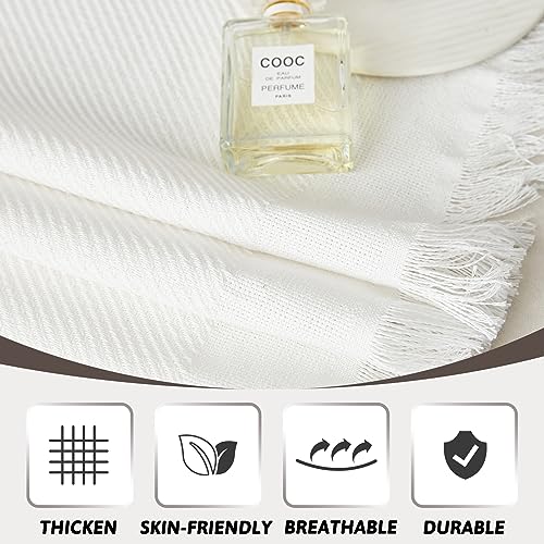 Meetsky White Couch Cover Sofa Slipcover For Sectional Sofa Covers Protector Universal Use Cotton Blend Thick Fabric Washable, Woven Texture Modern Design For Living Room, 71" X 118", X-Large, White #TOP2