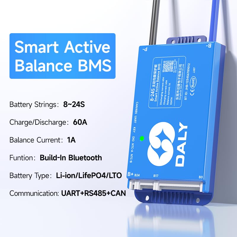 Image of 100BALANCE BMS 60A Active Balance 1A 8S-24S Build in Bluetooth Cell Balancing Smart PCB Battery Protection Board for Li-ion /Lifpo4 /LTO Lithium Battery Pack