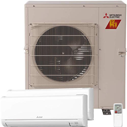 Mitsubishi 24,000 Btu 20 Seer Dual Zone Ductless Mini Split – 12K-12K – Heat Pump System (AC and Heat)