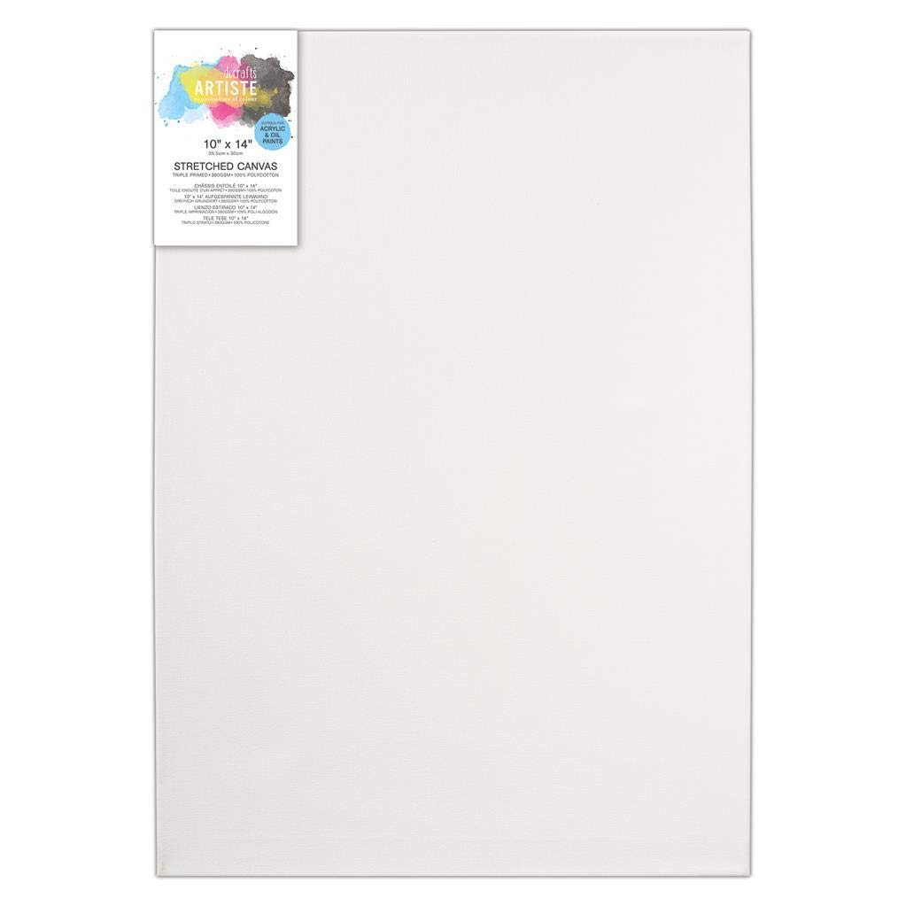 Docrafts Artiste White Stretched Canvas, 380Gsm, 10X14, Single Unit, Triple Primed, Wooden Frame Painting, Perfect Canvas For Painting, Art Supplies For Acrylic Paint & Canvas Wall Art