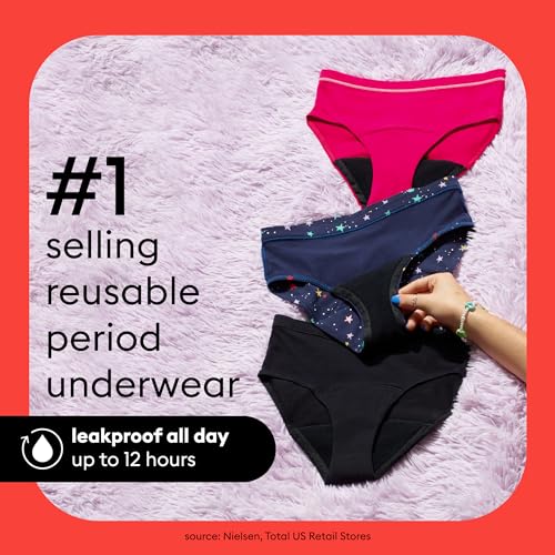 Thinx Teens Period Underwear, Bikini-Style Panties, Holds Up to 12 Regular Tampons, Leakproof, Reusable4
