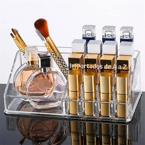 Organizador Porta Maquiagem de Acrílico para Pincel, Batom e Blush