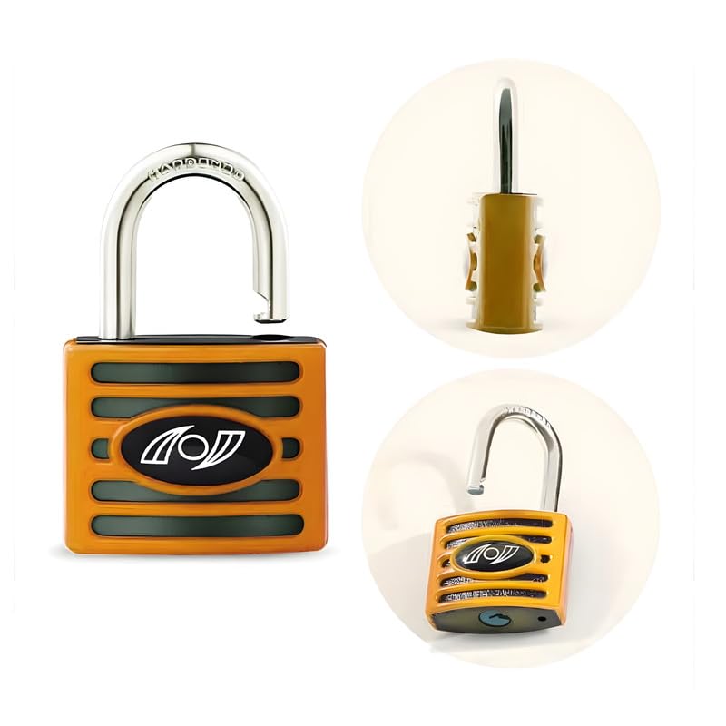 Image of Heavy-Duty Padlock 45 MM Lock and 3 Keys PATENTD Copper Cylinder Themis Long Shackle Padlock Security Lock for Garage, Door, Shutter, Gates (Multicolor)