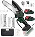 Produktbild Mini Kettensäge mit Akku, 6 Zoll und 4 Zoll, 2-in-1 kettensäge Kit mit bürstenlosem Motor und Superleistung, elektrische säge zum Schneiden von Ästen, Gartenbäumen, (2 Batterien, 2 Ketten)
