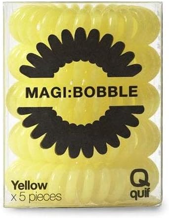 Magi Hair Bobble Traceless Hair Ring And Bracelet - Yellow Invisible Hair Bobble Pack of 5, Pain Free Hair Band, Reduces Split Ends