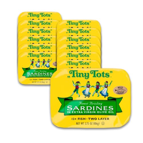 King Oscar Wild Caught Brisling Sardines Tiny Tots Extra Virgin Olive Oil, 45 Oz, Pack of 12