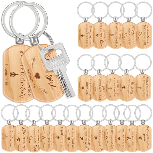 Inbagi Schlüsselanhänger mit Bibelvers aus Holz, inspirierende Zitate für Männer, Frauen, Mutter, Vater, rechteckig, 100 Stück