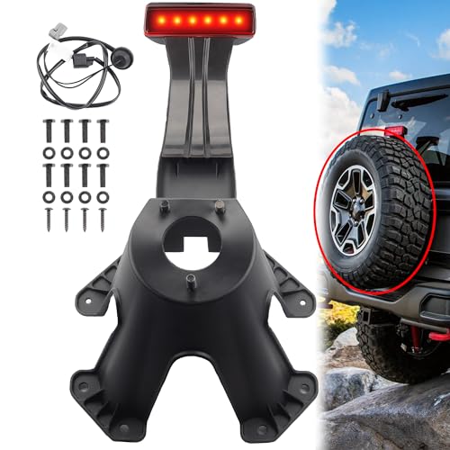 Dasbecan 55397217AJ Spare Tire Holder Bracket Tire Carrier Rack Compatible with Jeep Wrangler JK 2007-2018 68048581AA High Center Mount 3rd Third Brake Light Assembly with Line