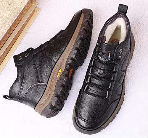 Yiozoi Men's Winter Snow Boots Warm Outdoor Short Work Boots Leisure and Daily Wear Comfortable High Top Windproof Walking Shoes4