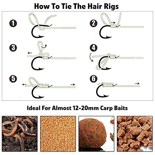 18stk Angelhaken Karpfen Vorfach fertig gebundene Karpfenrigs mit Barbed Karpfenhaken,Boilies Karpfen Rigs zum Karpfen Angelnzubehör