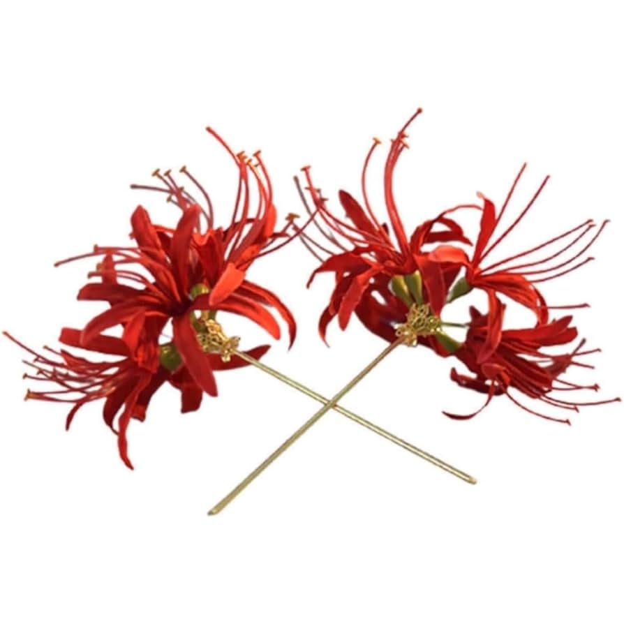 彼岸花　曼珠沙華　手鞠　和飾り 髪飾り∮～曼珠沙華(彼岸花)～∮ブルー 和装…着物…袴…結婚式