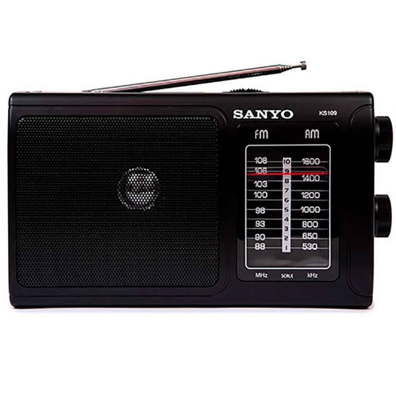 SANYO KS109N Radio Analógica Sobremesa Am/FM Red y Pilas. Color Negro