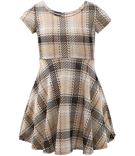 Girls Short Sleeve Soft Textured Knit Fashion Skater Dress