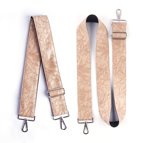 Image of Purse Straps Replacement Crossbody,Crochet Purse Strap for Handbags,Wide Shoulder Straps for Bags(1-Carved Light Brown)