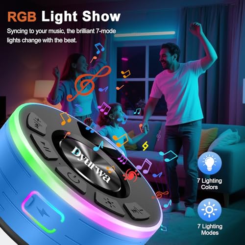 Image of Bluetooth Shower Speaker, IPX7 Waterproof Shower Speaker Loud Clear Sound with Suction Cup, Digital Display /RGB Lights, Built-in Mic, 10H Playtime, Bathroom Speaker for Outdoor /Pool /Beach /Party /Gift.