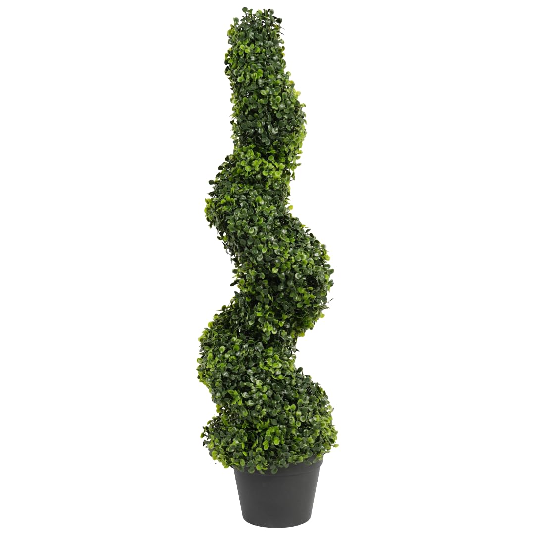 Best Artificial 3Ft90Cm Green Boxwood Spiral Topiary TreeSuitable For Outdoor UseWeather & Fade Resistant from B&Q