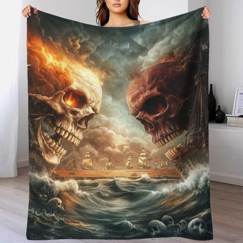 Couverture chaude tête de mort pour cocooning au salon et lit - 6