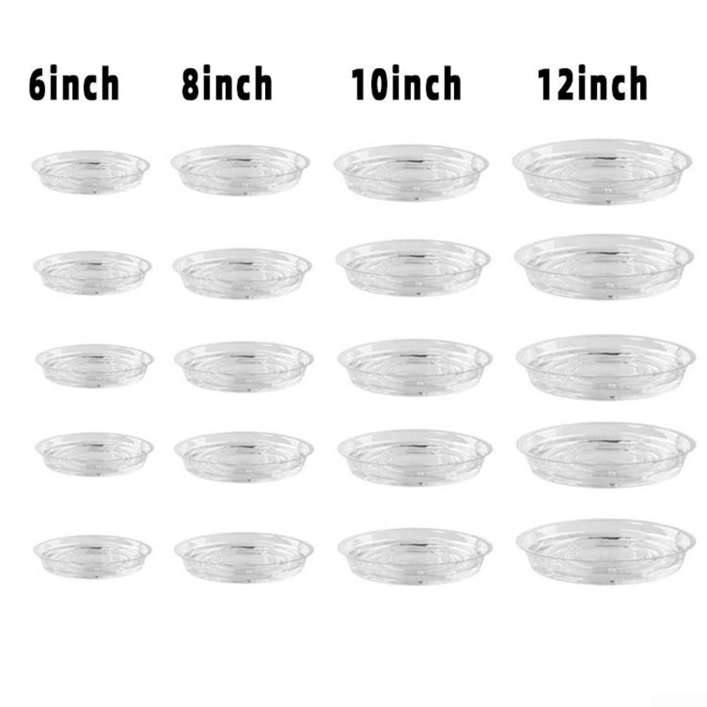 SPORTARC Transparente transparente Pflanzen-Untersetzer, dicker Kunststoff, Blumentopf-Tropfschalen für Innen- und Außenpflanzen, Garten-Untertassen, Blumentopf-Untersetzer, Tabletts – 15,2 cm, 24