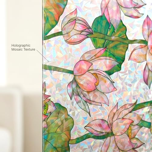 Vinilo para ventana Lotus Flower 3D Prism 17.7x78.7 pulgadas miniatura 3