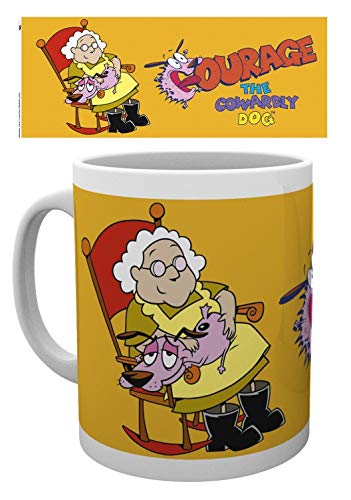 1art1 Agallas El Perro Cobarde, Muriel Bagge & Courage Taza Foto (9x8 cm) Y 1x Pegatina Sorpresa