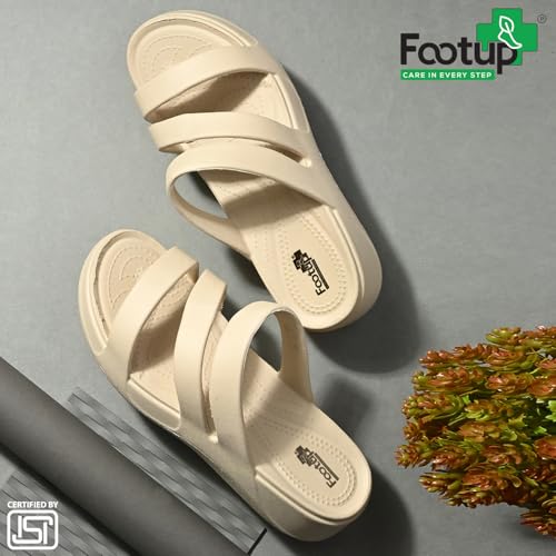 Image of FOOT UP Women's Soft EVA Slip-On Slippers | Lightweight Open Toe Sandals for Women & Girls | Comfortable Casual Footwear with Cushioned Sole | Indoor & Outdoor Use Slides for Home, Travel & Movement