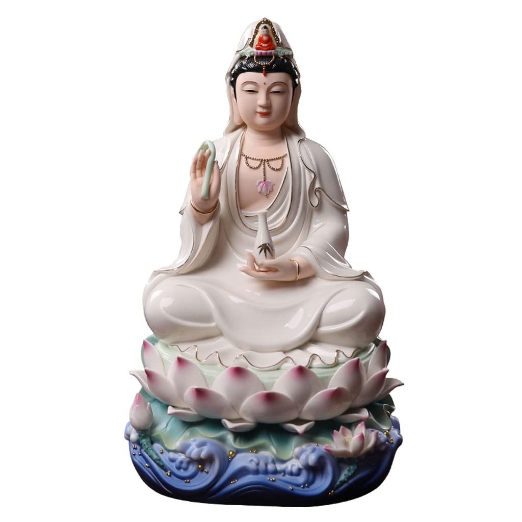 Statue Bouddha Avalokitesvara en céramique fine artisanale