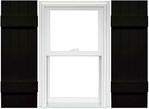 Mid America - Persiana estándar de vinilo tipo revestimiento exterior de madera de 4 tablones de 14pulgadas (1 par)