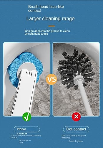 Image of Wall Mounted Disposable Toilet Brush Holder Set, Small Hidden Bathroom Toilet Cleaning Wand Kit, Long Handle with 42 Spare Brush Heads (Gray)