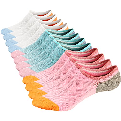 Womens No Show Low Cut Ankle Sock Cotton Mesh Top Colors Ventilation Non-Slide Socks 6Pack Size5-8