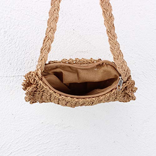 Image of Teeya Straw Crossbody Bag Women Weave Shoulder Bag Round Summer Beach Purse and Handbags