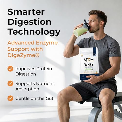 Image of AS-IT-IS ATOM Whey Protein XL, Dubai Kunafa, 1kg - with DigeZyme & Fermented Yeast Protein I High Absorption, Supports Muscle Growth, Recovery & Strength - Hybrid Protein for All Day Fuel