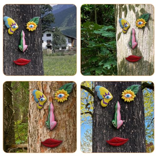 Décoration extérieur visage d'arbre en résine Lurrose étanche - 4
