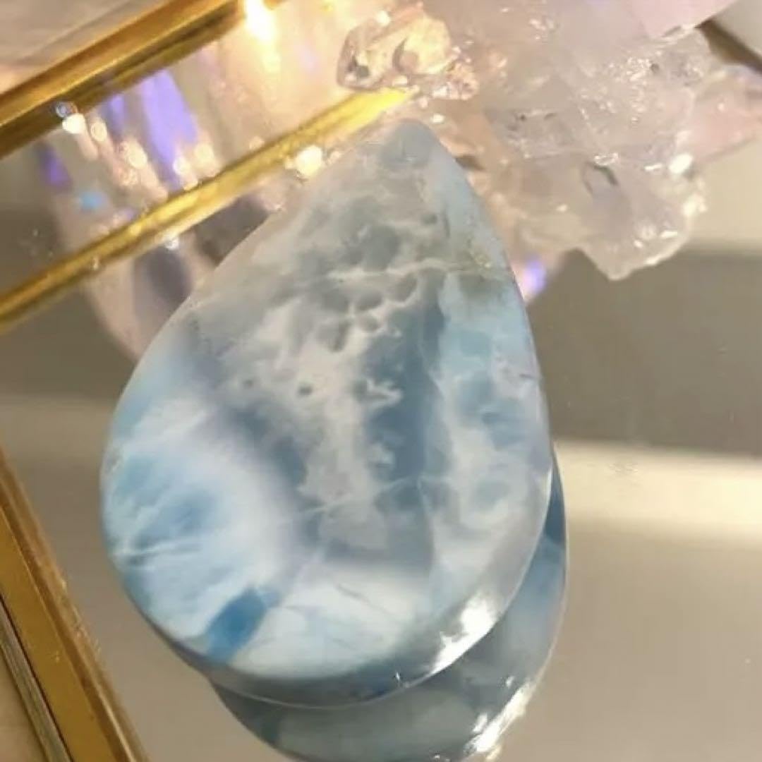 Amazon.co.jp: 美しい 海の雫 ラリマー ルース 青とシラーと波模様 